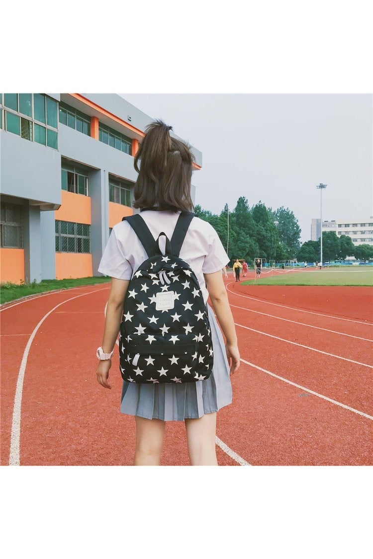Star Pattern Double Shoulders School Bag Travel Backpack Bag