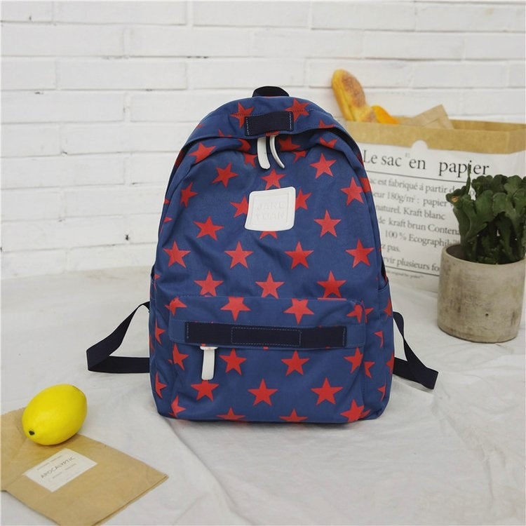 Star Pattern Double Shoulders School Bag Travel Backpack Bag