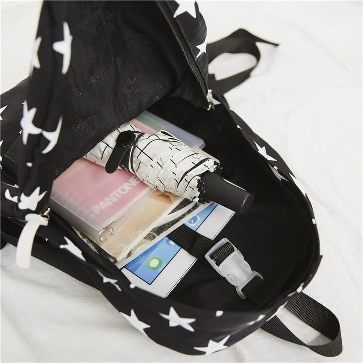 Star Pattern Double Shoulders School Bag Travel Backpack Bag