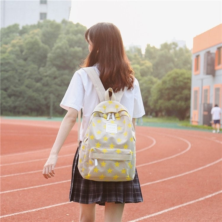 Star Pattern Double Shoulders School Bag Travel Backpack Bag