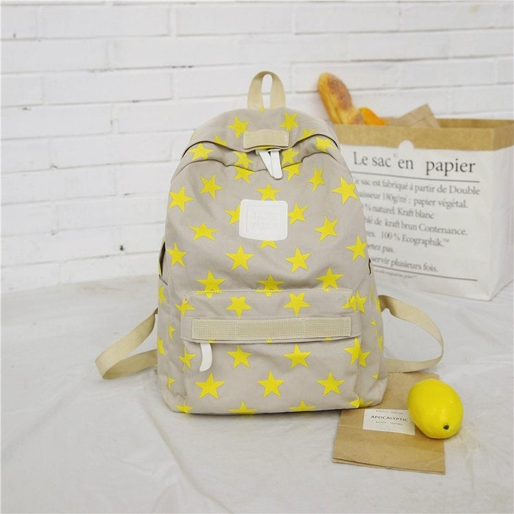 Star Pattern Double Shoulders School Bag Travel Backpack Bag
