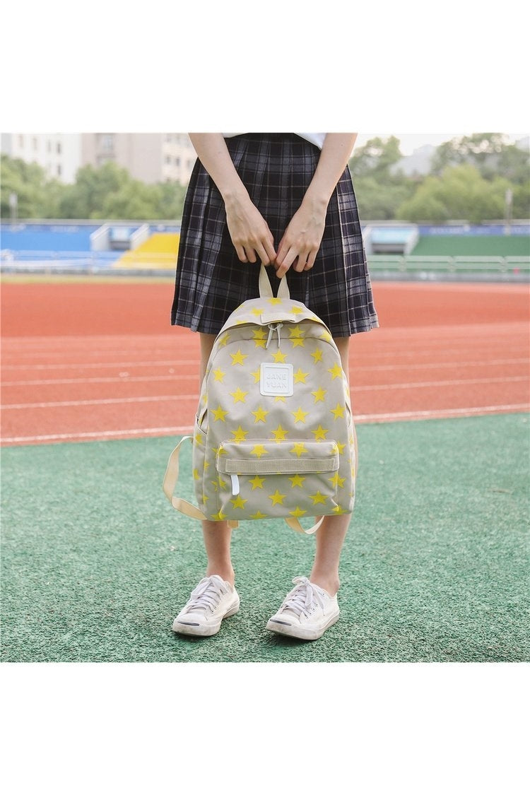 Star Pattern Double Shoulders School Bag Travel Backpack Bag