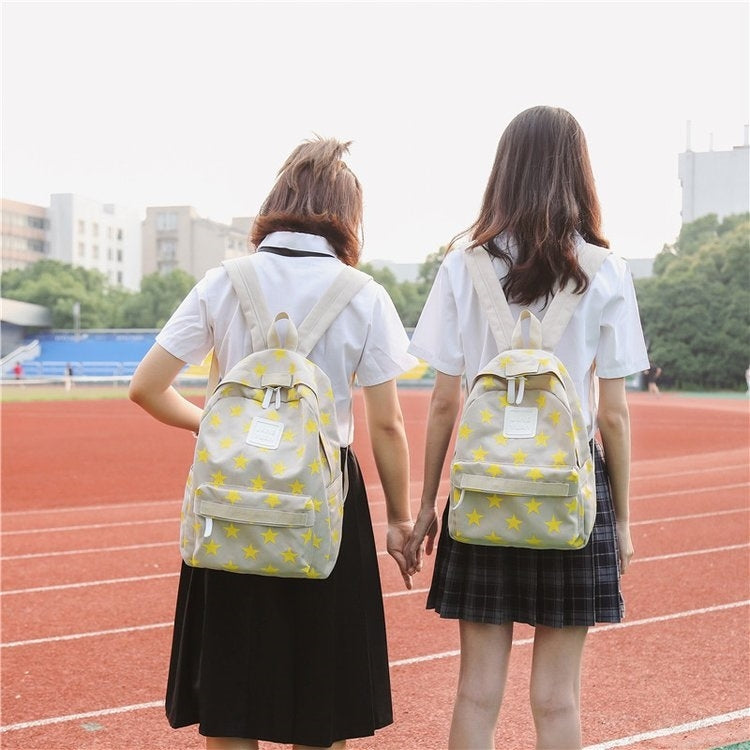 Star Pattern Double Shoulders School Bag Travel Backpack Bag