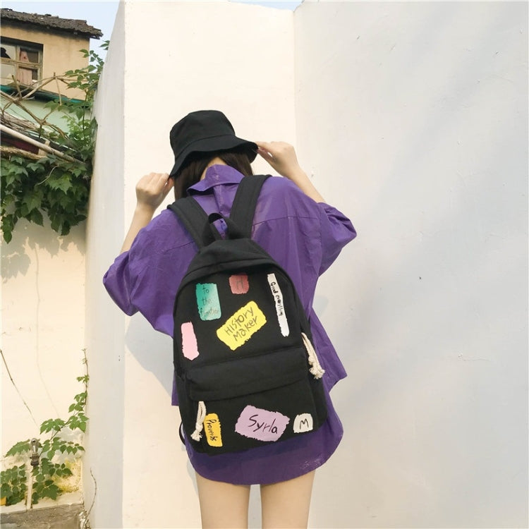 Graffiti Words Pattern Double Shoulders School Bag Travel Backpack Bag
