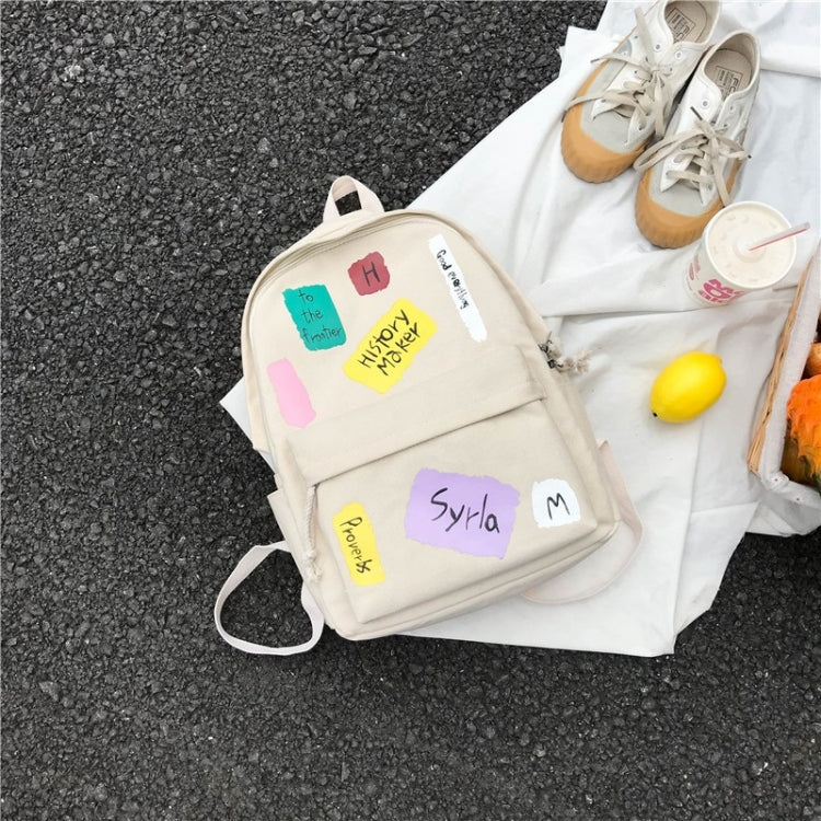 Graffiti Words Pattern Double Shoulders School Bag Travel Backpack Bag