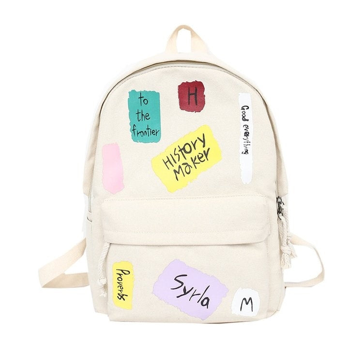 Graffiti Words Pattern Double Shoulders School Bag Travel Backpack Bag