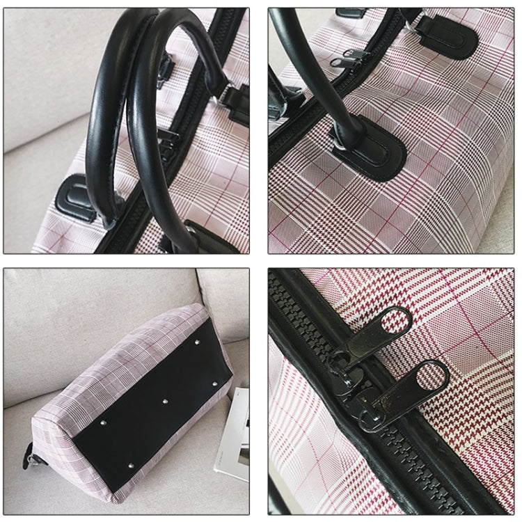 Retro Plaid Pattern PU Leather Single Shoulder Travel Bag Leisure Sport Handbag (Pink)