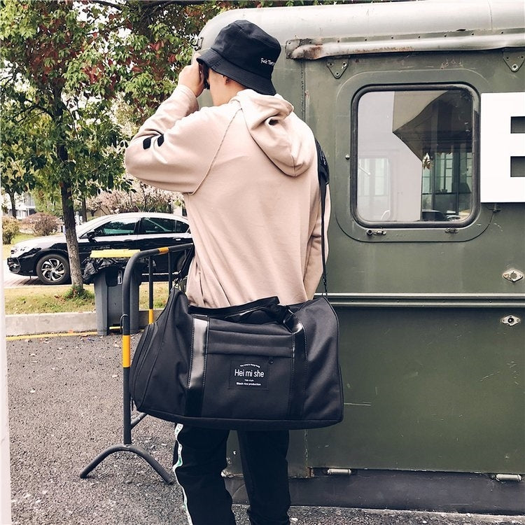 Oxford Shoulder Travel Bag Leisure Sport Handbag with Shoes Socket