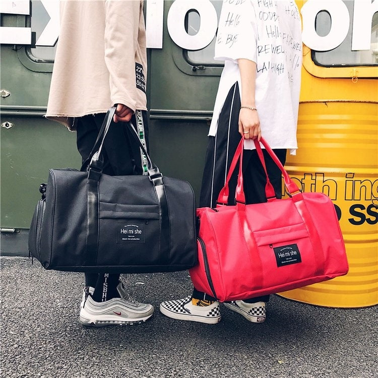 Oxford Shoulder Travel Bag Leisure Sport Handbag with Shoes Socket