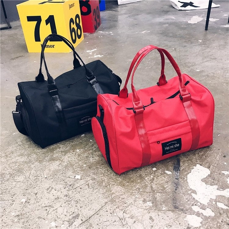 Oxford Shoulder Travel Bag Leisure Sport Handbag with Shoes Socket