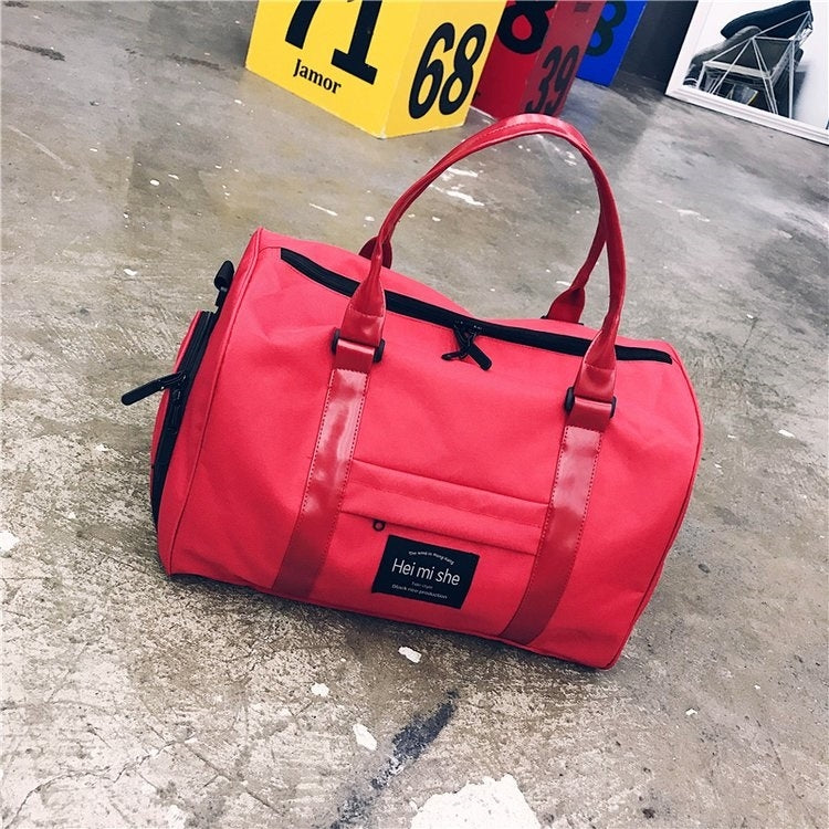 Oxford Shoulder Travel Bag Leisure Sport Handbag with Shoes Socket