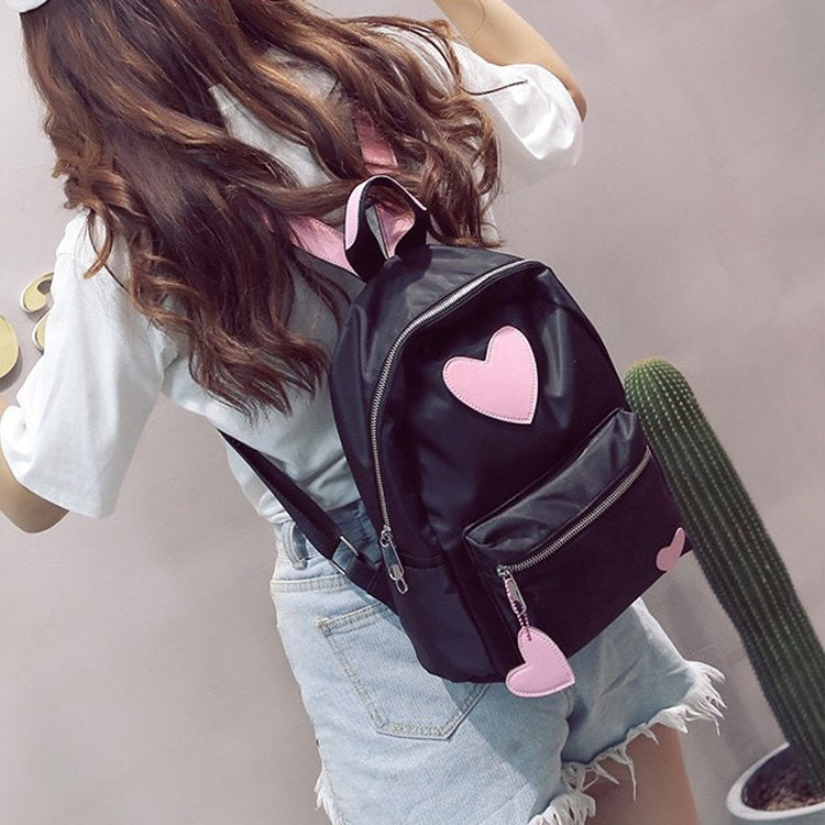 Heart Pattern Double Shoulders School Bag Travel Backpack Bag (Pink)