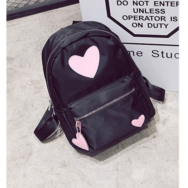 Heart Pattern Double Shoulders School Bag Travel Backpack Bag (Pink)