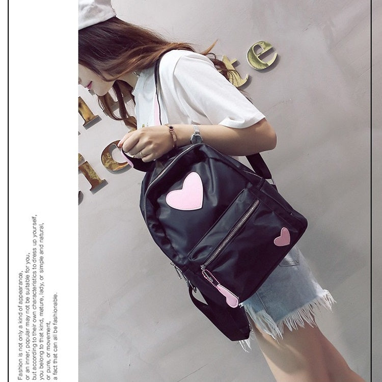 Heart Pattern Double Shoulders School Bag Travel Backpack Bag (Pink)
