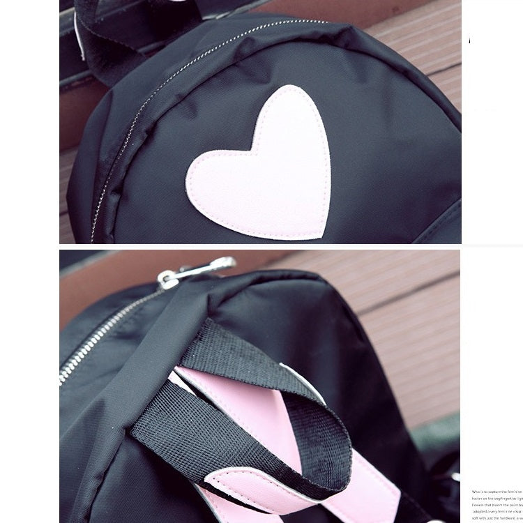 Heart Pattern Double Shoulders School Bag Travel Backpack Bag (Pink)