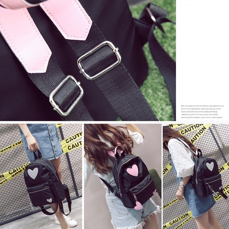 Heart Pattern Double Shoulders School Bag Travel Backpack Bag (Pink)
