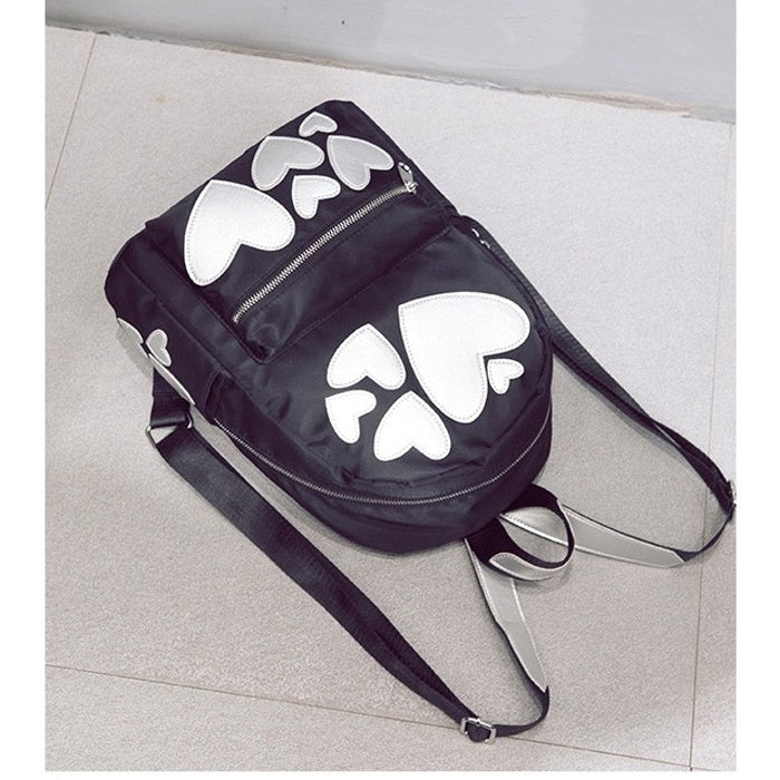 Hearts Pattern Double Shoulders School Bag Travel Backpack Bag
