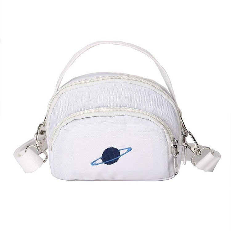Canvas School Backpack Shoulder Bag Casual Handbag (White)