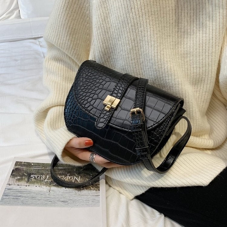 Casual PU Leather Metal Buckle Shoulder Bag Messenger Bag Ladies Handbag