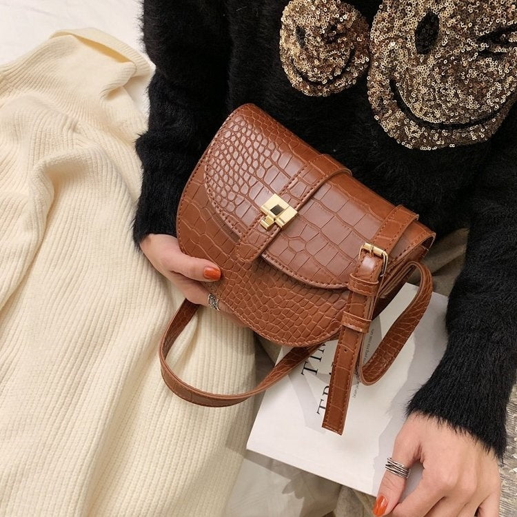 Casual PU Leather Metal Buckle Shoulder Bag Messenger Bag Ladies Handbag