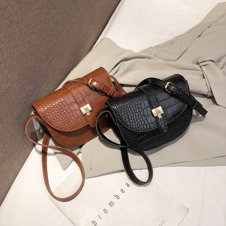 Casual PU Leather Metal Buckle Shoulder Bag Messenger Bag Ladies Handbag