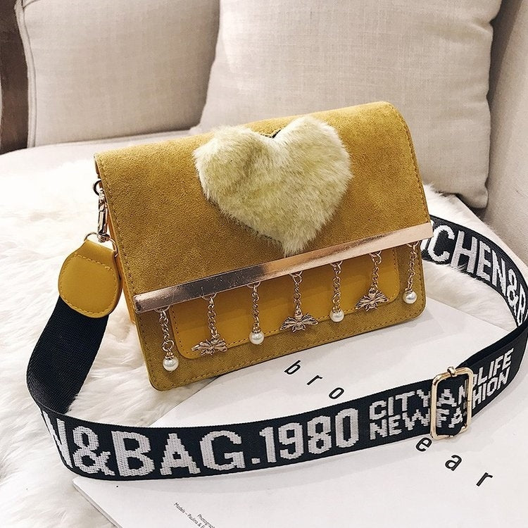 Fashion Shiny Pearl Tassel Bag Casual Handbag Single Shoulder Bag (Yellow)