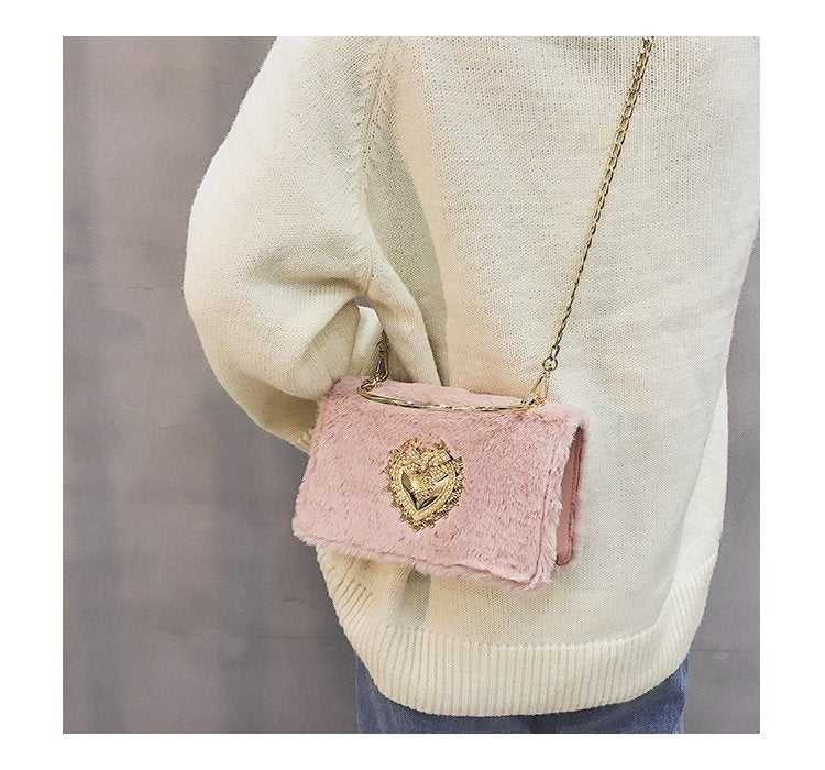 Fashion Shiny Casual Plush Handbag Single Shoulder Bag