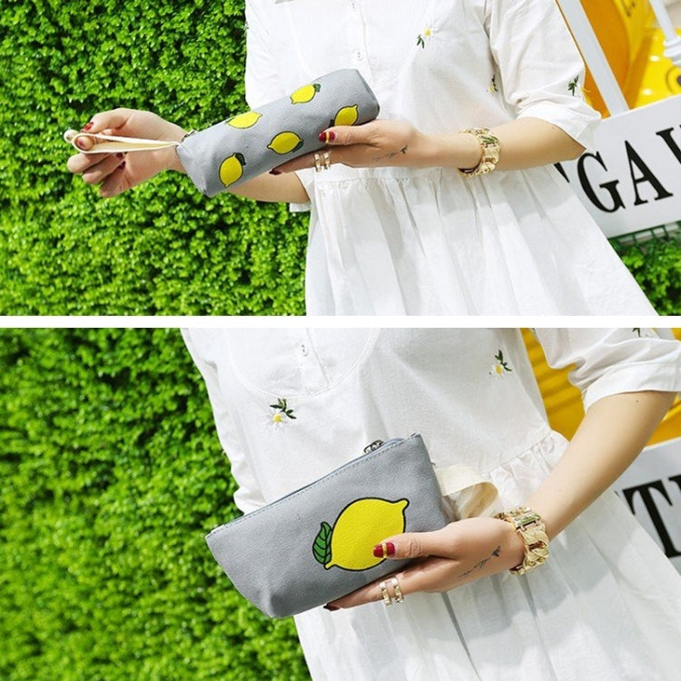 4 in 1 Lemon Pattern Canvas Double Shoulders School Bag Travel Backpack Bag