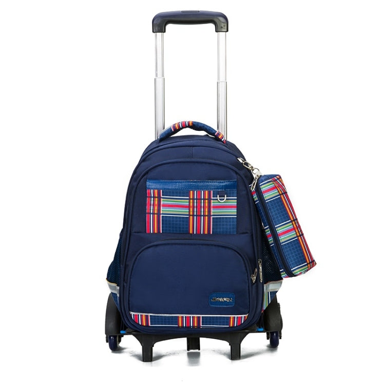 Lovely Double Shoulders School Bag Two-wheeled Rod Backpack Bag with Pen Bag