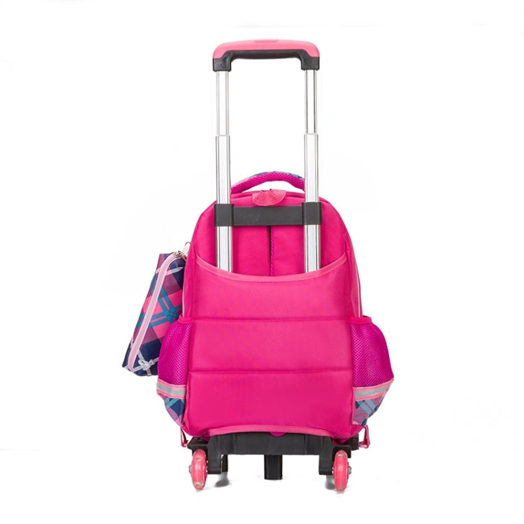 Lovely Double Shoulders School Bag Two-wheeled Rod Backpack Bag with Pen Bag