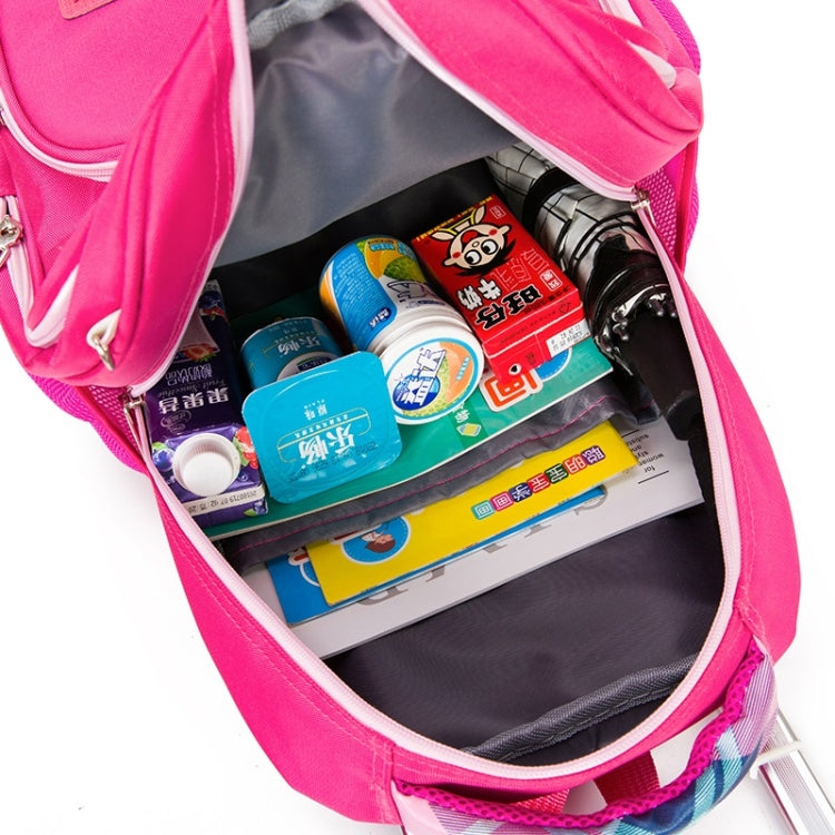 Lovely Double Shoulders School Bag Two-wheeled Rod Backpack Bag with Pen Bag