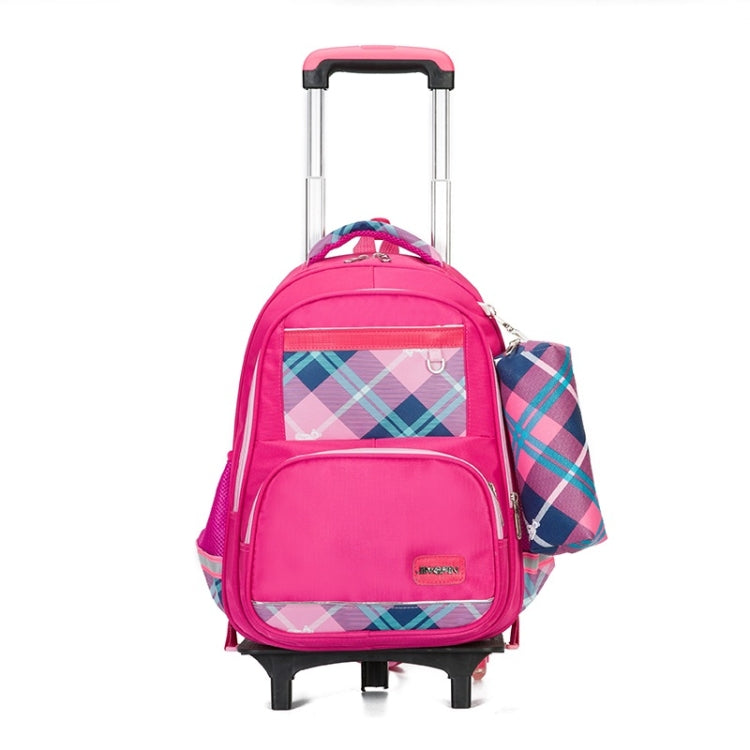 Lovely Double Shoulders School Bag Two-wheeled Rod Backpack Bag with Pen Bag