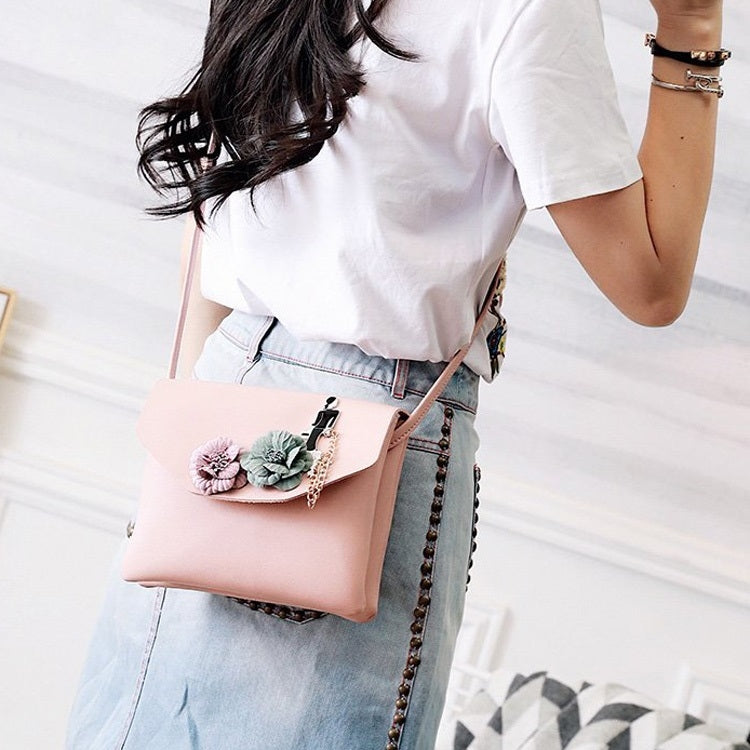 3D Flowers PU Leather Shoulders Ladies Bag