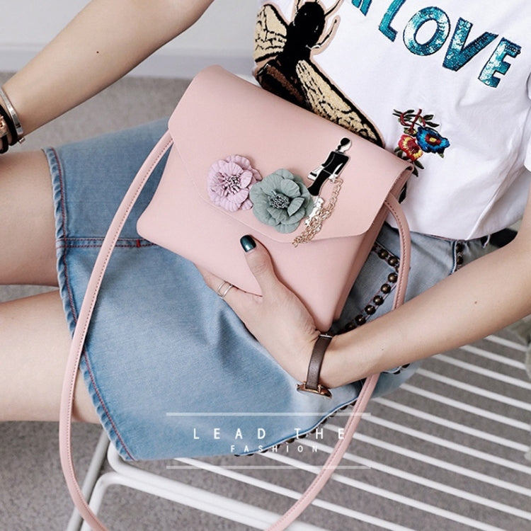 3D Flowers PU Leather Shoulders Ladies Bag