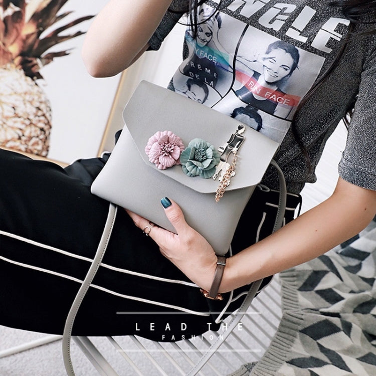 3D Flowers PU Leather Shoulders Ladies Bag