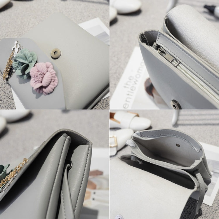 3D Flowers PU Leather Shoulders Ladies Bag