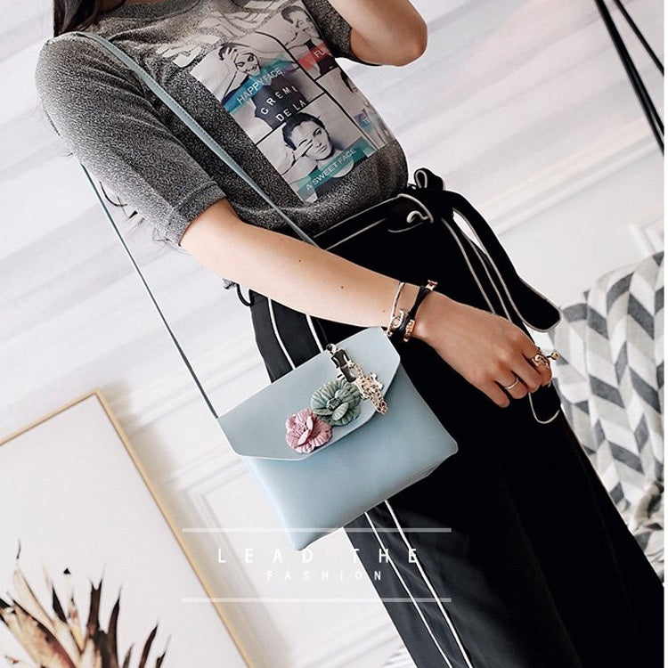 3D Flowers PU Leather Shoulders Ladies Bag