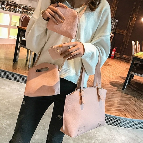 4 in 1 Fashionable PU Leather Women's Handbag Single-shoulder Bag Messenger Bag