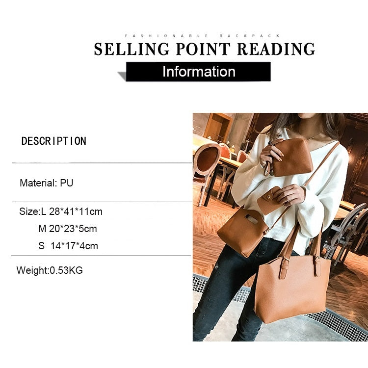 4 in 1 Fashionable PU Leather Women's Handbag Single-shoulder Bag Messenger Bag