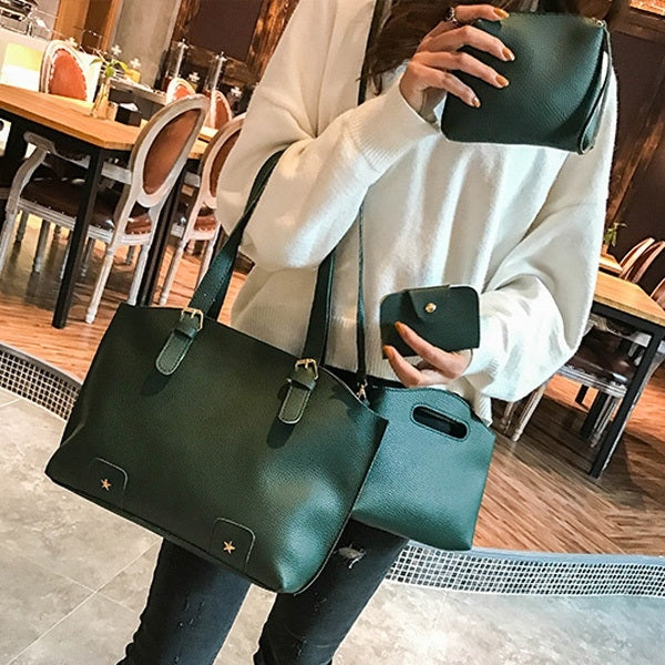 4 in 1 Fashionable PU Leather Women's Handbag Single-shoulder Bag Messenger Bag