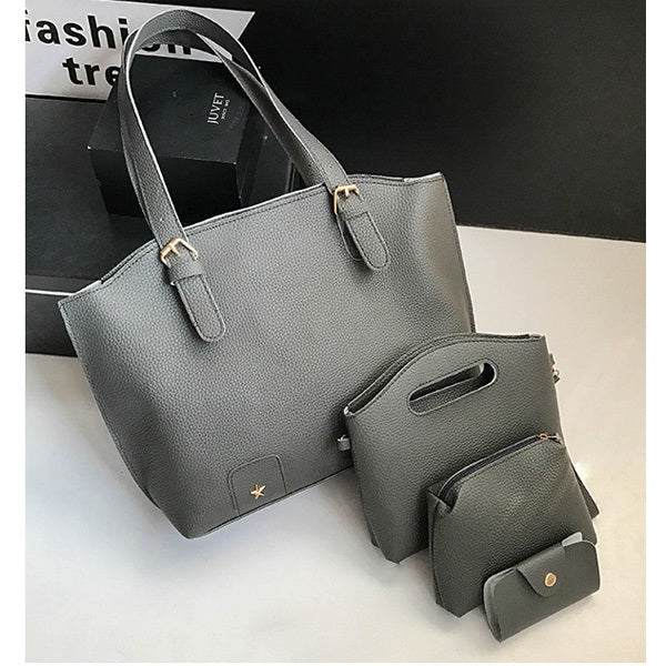 4 in 1 Fashionable PU Leather Women's Handbag Single-shoulder Bag Messenger Bag