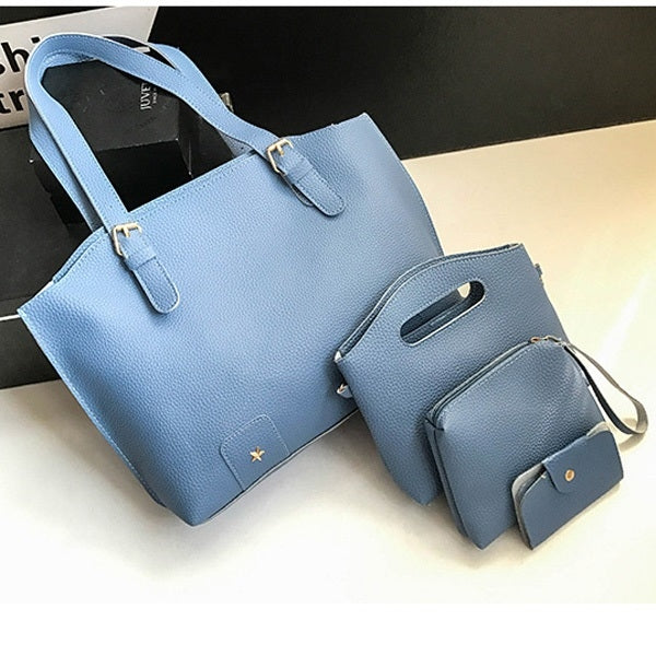 4 in 1 Fashionable PU Leather Women's Handbag Single-shoulder Bag Messenger Bag