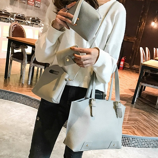 4 in 1 Fashionable PU Leather Women's Handbag Single-shoulder Bag Messenger Bag