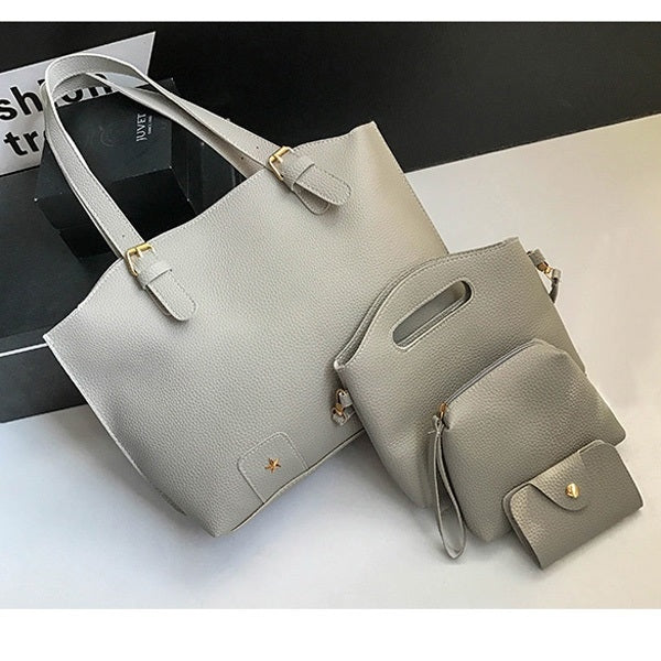 4 in 1 Fashionable PU Leather Women's Handbag Single-shoulder Bag Messenger Bag