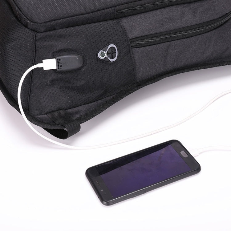 Multi-Function Oxford Portable Casual Double Shoulders School Bag Travel Backpack Bag with Earphone Line Hole & USB Charging