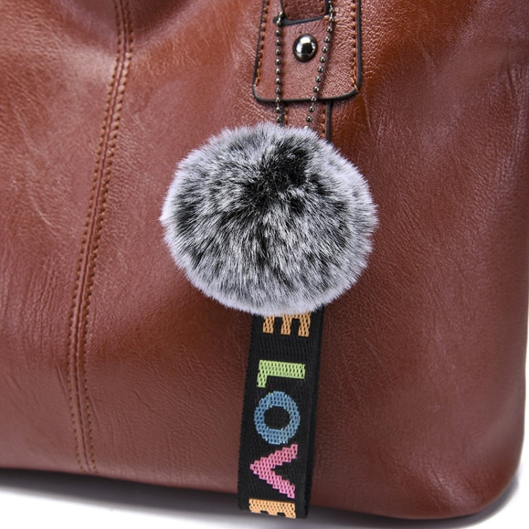 3 in 1 Casual PU Shoulder Bag Ladies Handbag Messenger Bag with Plush Ball