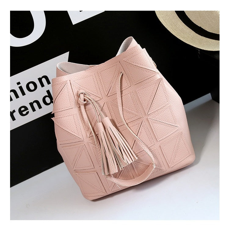 2 in 1 Casual PU Shoulder Bag Ladies Handbag Messenger Bag with Tassel