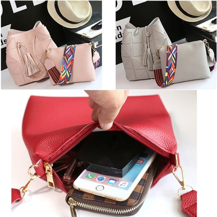 2 in 1 Casual PU Shoulder Bag Ladies Handbag Messenger Bag with Tassel