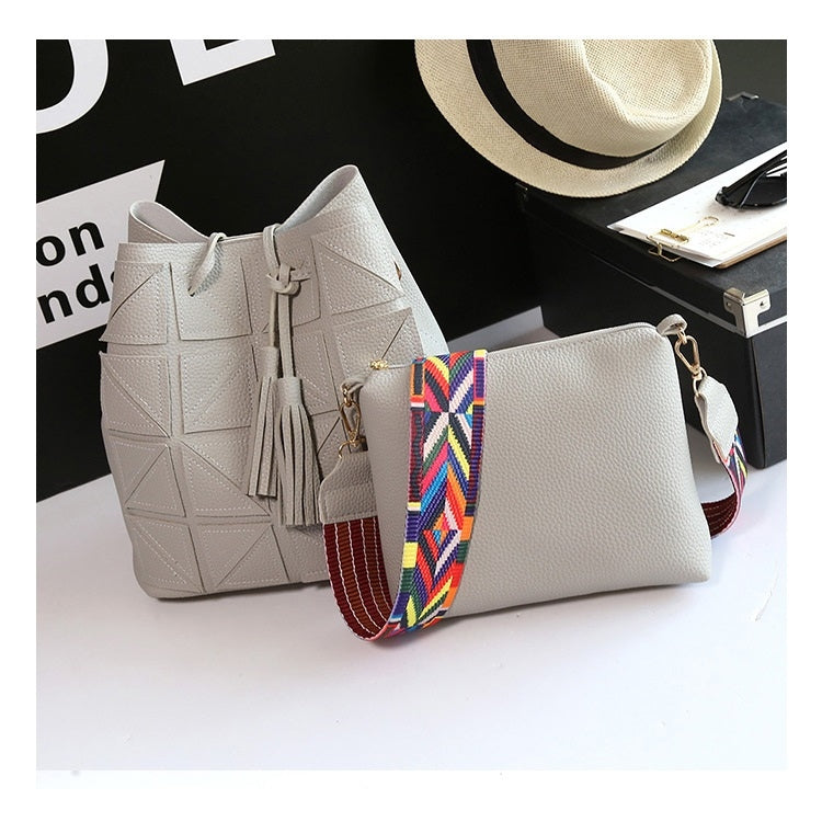 2 in 1 Casual PU Shoulder Bag Ladies Handbag Messenger Bag with Tassel