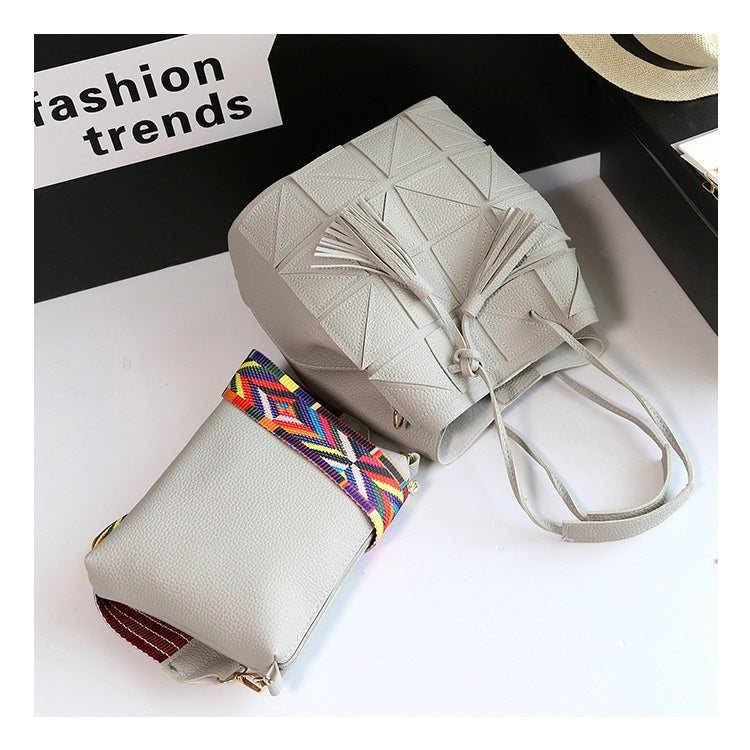 2 in 1 Casual PU Shoulder Bag Ladies Handbag Messenger Bag with Tassel